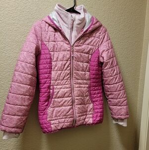 Free Country puffer Jacket double zipper with fleece size medium 10/12